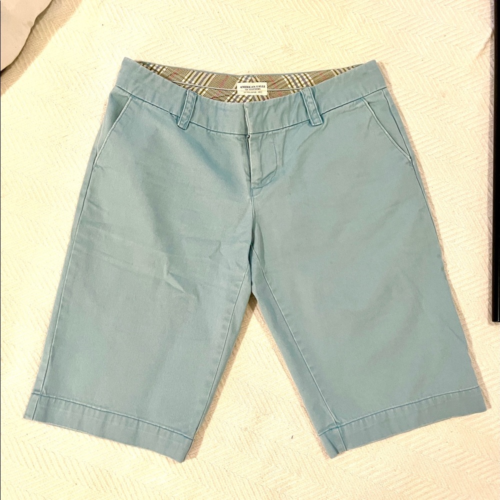 American Eagle Powder Blue Bermuda Chino Shorts.